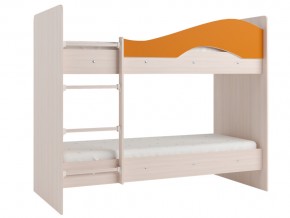 Кровать 2-х ярусная Мая на латофлексах млечный дуб, оранжевая в Верхотурье - verhoture.magazinmebel.ru | фото