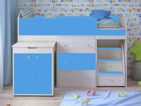 Кровать чердак Малыш 80х180 Дуб молочный, Голубой в Верхотурье - verhoture.magazinmebel.ru | фото