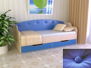 Кровать Юниор Тип 2 дуб молочный/синий 800х1600 в Верхотурье - verhoture.magazinmebel.ru | фото