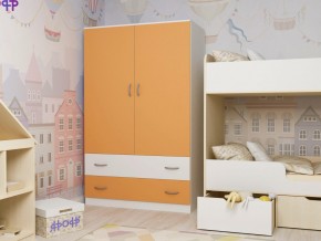 Шкаф двухстворчатый белый-оранж в Верхотурье - verhoture.magazinmebel.ru | фото
